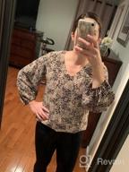 img 1 attached to Cute And Flowy Balloon Sleeve V-Neck Blouse For Women - BELONGSCI Casual Top review by Cody Siger