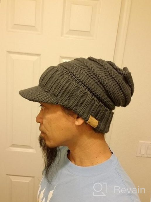 img 1 attached to Winter Visor Knit Beanie Cap For Men And Women With Thick Brim review by Kyle Brown