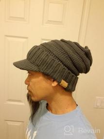 img 4 attached to Winter Visor Knit Beanie Cap For Men And Women With Thick Brim