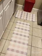 img 1 attached to Farmhouse Kitchen Rug Runner - Set Of 2 Sunlit Anti Fatigue Mats, Waterproof & Non-Slip With Cushioned 0.4" Thick Comfort, White & Black Buffalo Check Design (17"X28"&17"X47") review by Yolanda Reed