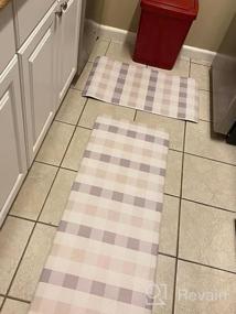 img 6 attached to Farmhouse Kitchen Rug Runner - Set Of 2 Sunlit Anti Fatigue Mats, Waterproof & Non-Slip With Cushioned 0.4" Thick Comfort, White & Black Buffalo Check Design (17"X28"&17"X47")