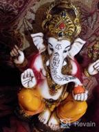 img 1 attached to Marble Powder Lord Ganesh Ganpati Elephant Hindu God Statue: The Blessing, Colored & Enhanced With Gold, Handcrafted In India By Lightahead review by Shawn Trotter