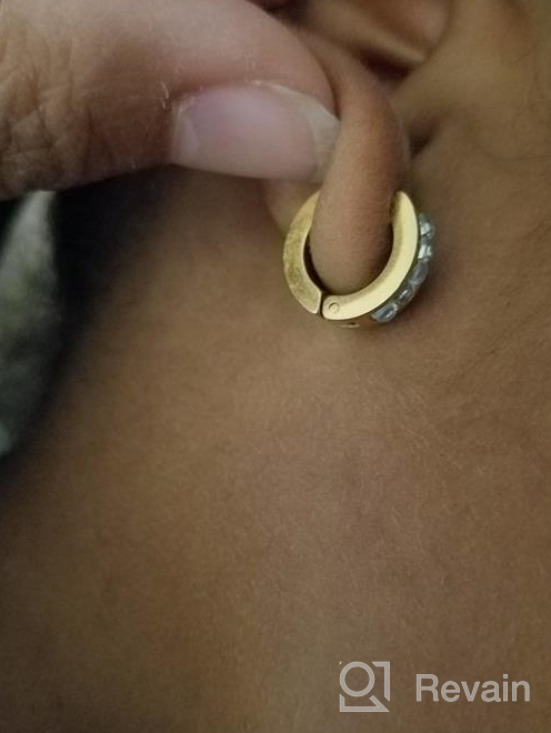 img 1 attached to Baby Girls Huggie Hoop Earrings - 14k Gold Plated Brass with Channel Cubic Zirconia review by Leanne Steltz