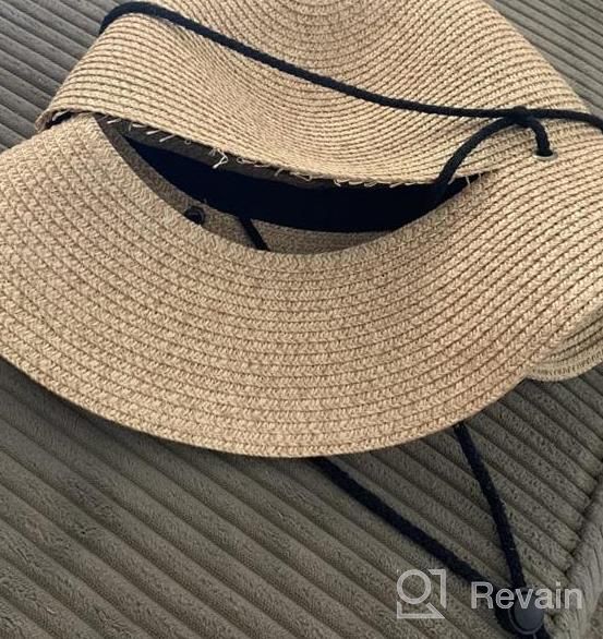 img 1 attached to Portable UPF 50+ Straw Sun Bucket Hats With Lanyard For Women - Perfect For Summer Beach, Fishing, Safari And Garden Activities review by Zane Myers
