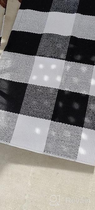 img 1 attached to MUBIN Buffalo Plaid Rug 2X3 Ft Outdoor Black And White Checked Rug Cotton Reversible Hand-Woven Indoor Washable Entryway Front Porch Decor Rugs For Layered Welcome Front Door Mats review by Sheila Vaughn
