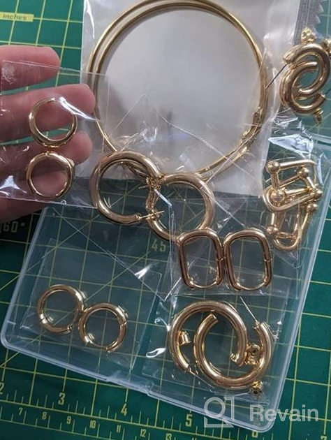 img 1 attached to 14K Gold Small Chunky Huggie Hoop Earrings for Women, Stainless Steel Mini Big Hoop Earrings for Girls review by Christina Suk