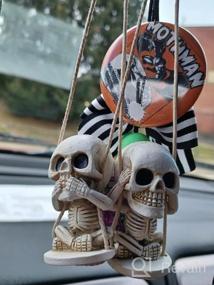 img 6 attached to Celebrate Valentine'S Day In Gothic Style With Cute Sugar Skull Car Mirror Hanging Accessories