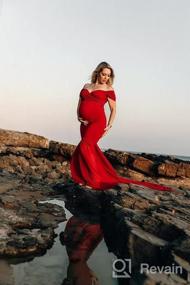 img 5 attached to Великолепное платье русалки с открытыми плечами для фотосессии для беременных | ЗИУМУДИ