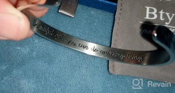 img 1 attached to Inspirational Bracelets for Women - BTYSUN Funny Teen Girl Gifts: Best Friend Bracelet, Friendship Gift, Motivational Quotes Engraved Cuff. Perfect Birthday, Christmas, Mom, Daughter, Sister Jewelry review by Morgan Brown