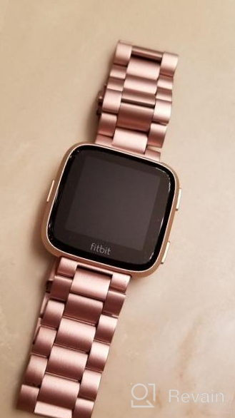 img 1 attached to Stylish Solid Stainless Steel Metal Strap Replacement Band For Fitbit Versa 2, Versa Lite, Versa SE - Compatible With Men And Women - Black review by Justin Elmore