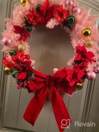 img 1 attached to Goplus Pre-Lit Snow Flocked Christmas Wreath With 50 LED Lights, Timer, Poinsettias & More - Battery Operated For Frontdoor Wall Window review by Belinda Phelps