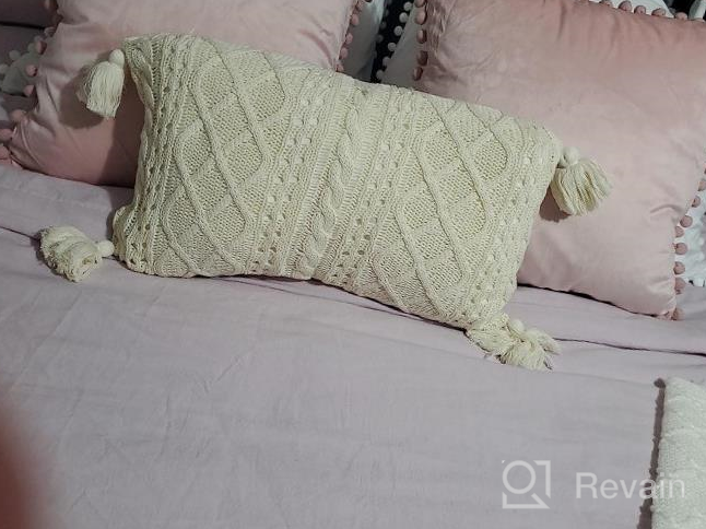 img 1 attached to Beige Sweater Knit Lumbar Pillow Cover With Tassels - 100% Cotton Cushion Case For Home Décor On Couch, Chair, Bed (16 X 24 Inch / 40 X 60 Cm) review by Anne Nishioka