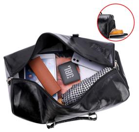 img 3 attached to Travel bag Vintage Bags (Black) leather women's men's sports shoulder bag for fitness carry-on eco-leather