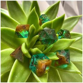 img 2 attached to Handmade dice (dice, dice) for DnD, DnD, Dungeons and Dragons, Pathfinder RPG (set of 7 pcs) Rusty Emerald