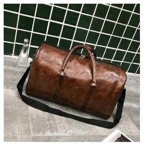 img 3 attached to Travel Vintage Bags (Brown) Leather Women Men Sport Shoulder Bag for Fitness Hand Luggage Eco Leather