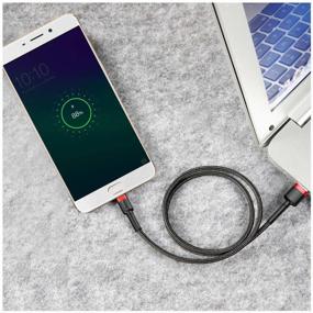img 1 attached to Базеус автомобильное зарядное устройство - кабель USB-Micro 2.4A быстрая зарядка, длина 1 метр в красно-черном цвете.