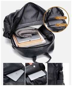 img 1 attached to Business backpack Vintage Bags with Usb (Black) leather men's women's travel backpack for a laptop sports urban made of eco-leather