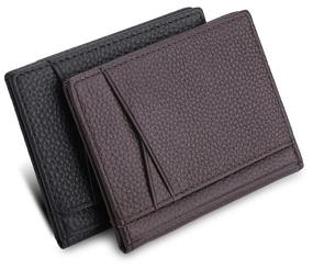 img 1 attached to 100% Genuine Leather Super Slim Soft Wallet Mini Credit Card Wallet Men Wallet Slim Small