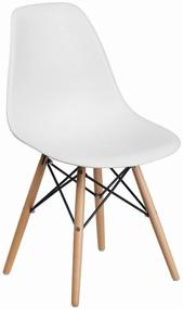 img 3 attached to 🪑 White Eames DSW Solid Wood/Metal Chair Stool Group