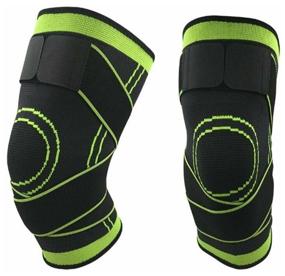 img 3 attached to Sports knee brace with fixing straps, color green, size XXL, set of 2 pcs.