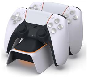 img 3 attached to Dobe Charging station for 2x DualSense PS5 controllers, TP5-0521 white/black