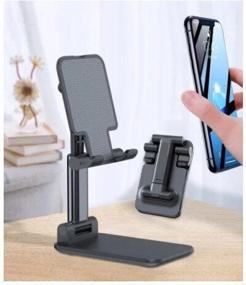 img 3 attached to Adjustable smartphone stand, universal desktop holder for phone and tablet