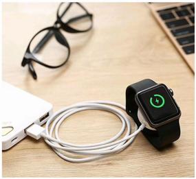 img 1 attached to Wireless charger with magnetic mount for charging Smart Smart watches Apple Watch 1, 2, 3, 4, 5, 6 Seies and SE (Apple Watch) with USB connection / Premium Magnetic charging (cable) QI / iWatch magnetic charger / Universal gift / 1 m. (White)