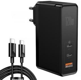 img 3 attached to Baseus GaN Mini Quick Charger C+C+U wall charger + Type-C-Type-C cable, 120 W, black