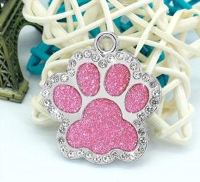 img 3 attached to Didog Glitter Rhinestone Paw Print Custom Pet ID Tags,Crystal Stainless Steel Personalized Engrave ID Tags Fit Small Medium Large Dogs And Cats,Pink