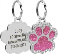 didog glitter rhinestone paw print custom pet id tags,crystal stainless steel personalized engrave id tags fit small medium large dogs and cats,pink логотип