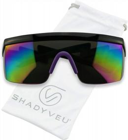 img 3 attached to Semi Rimless Neon Rainbow Sunglasses Mirrored Lens UV Protection 80S Retro Rave Shades ShadyVEU Crooked ZigZag Bolt Arm