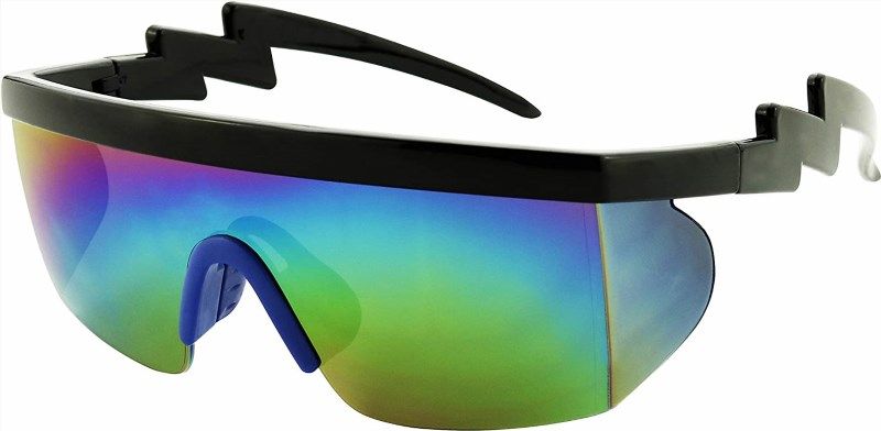 Semi Rimless Neon Rainbow Sunglasses Mirrored Lens UV…
