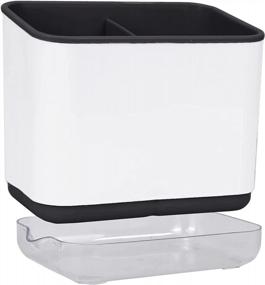 img 4 attached to Organize Your Kitchen With KeFanta Sink Caddy: Black Sponge Holder With Drain Pan And Brush Organizer