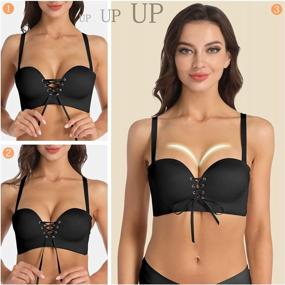 img 3 attached to YANDW Wireless Seamless Push Up Strapless Bra - Thick Padded, Add 2 Cup Sizes With Drawstring & Clear Straps Convertible Brassiere