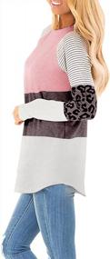 img 2 attached to Women'S Long Sleeve Leopard Print Color Block Striped Tunic Top Round Neck Loose Casual Shirt