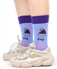 img 2 attached to WeciBor Women'S Combed Cotton Socks With Humorous Prints - Pack Of Fun (Size Large, Style 065-49)