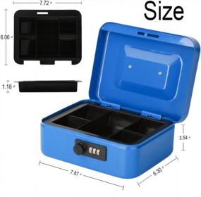 img 2 attached to Decaller Cash Box With Combination Lock, Safe Metal Small Locking Box With Money Tray, 7 4/5" X 6 4/5" X 3 3/5", Blue, QH2005S
