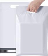 100 pack ucgou poly mailers with handle - premium white shipping bags (12x15.5 inch) for easy transport of clothing and other items. self-sealing adhesive, waterproof & tear-proof postal packages. logo
