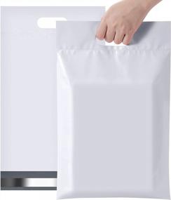 img 4 attached to 100 Pack UCGOU Poly Mailers With Handle - Premium White Shipping Bags (12X15.5 Inch) For Easy Transport Of Clothing And Other Items. Self-Sealing Adhesive, Waterproof & Tear-Proof Postal Packages.