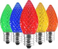 25 pack multicolor c7 led christmas light bulbs, plastic shatterproof dimmable holiday replacement bulbs for e12 base sockets, commercial grade string lights logo