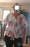 img 1 attached to Effortlessly Chic: IWOLLENCE Women'S Tie Front Bat Wing Blouse - Short Sleeve Henley Top review by Kyle Pickett
