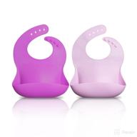 👶 tenmon silicone baby bibs - waterproof, adjustable bibs for baby girls 6-12 months - mini bibs babies love, in a set of 2 (purple) логотип