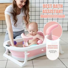 img 2 attached to 🛁 Infant Bath Seat for Sitting Up in Tub - Baby Bathtub Support Chair with Toys, Non-Slip Mat, Backrest, Suction Cups (Pink) - Suitable for 6 to 18 Months - Ideal Shower Seat for Baby Bath Time
