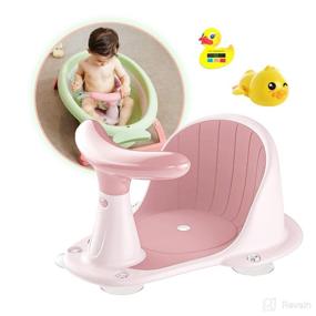 img 4 attached to 🛁 Infant Bath Seat for Sitting Up in Tub - Baby Bathtub Support Chair with Toys, Non-Slip Mat, Backrest, Suction Cups (Pink) - Suitable for 6 to 18 Months - Ideal Shower Seat for Baby Bath Time