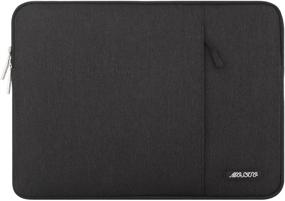 img 4 attached to MOSISO 13-13,3-дюймовая сумка для ноутбука, совместимая с MacBook Air / Pro Retina и 14-дюймовым M1 Pro / Max A2442 2021 2022, вертикальный чехол из полиэстера с карманом - черный