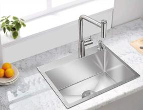 img 4 attached to Handmade Single Bowl 304 Stainless Steel Topmount Kitchen Sink With Strainer - ROVATE 22X18 Inch, R10 Design