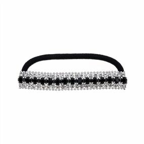 img 4 attached to Silver Tone Black Rhinestone Ponytail Holder Elastic Hair Tie Headband - Ruihfas Women'S Hair Accessories, 1Pcs