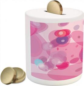 img 4 attached to Abstract Fantasy Magic Blurry Motion Effect Piggy Bank: Ambesonne Pink Ceramic Money Box For Cash Saving