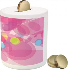 img 3 attached to Abstract Fantasy Magic Blurry Motion Effect Piggy Bank: Ambesonne Pink Ceramic Money Box For Cash Saving