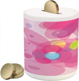 img 2 attached to Abstract Fantasy Magic Blurry Motion Effect Piggy Bank: Ambesonne Pink Ceramic Money Box For Cash Saving